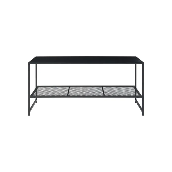 Table Basse Rectangulaire Acier Noir Table Salon Plateau Grille Moderne
