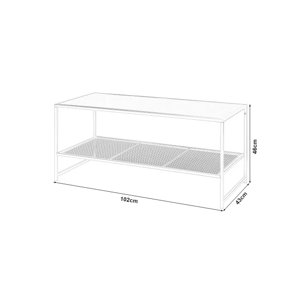 Table Basse Rectangulaire Acier Noir Table Salon Plateau Grille Moderne