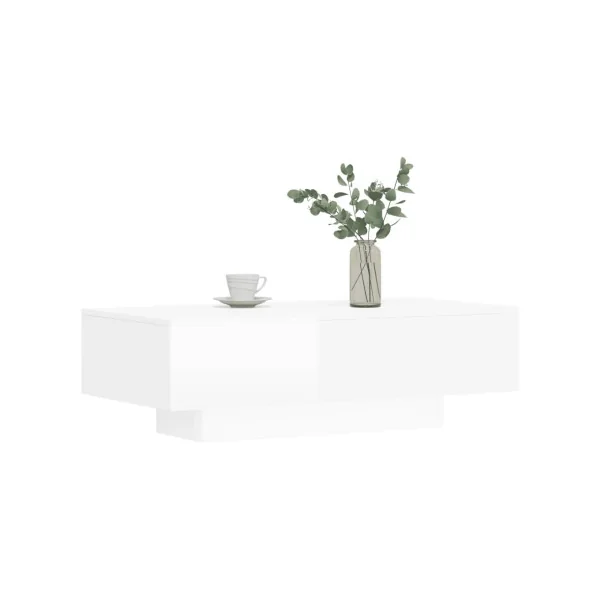 Table Basse Rectangulaire Blanc Brillant 100x49 cm