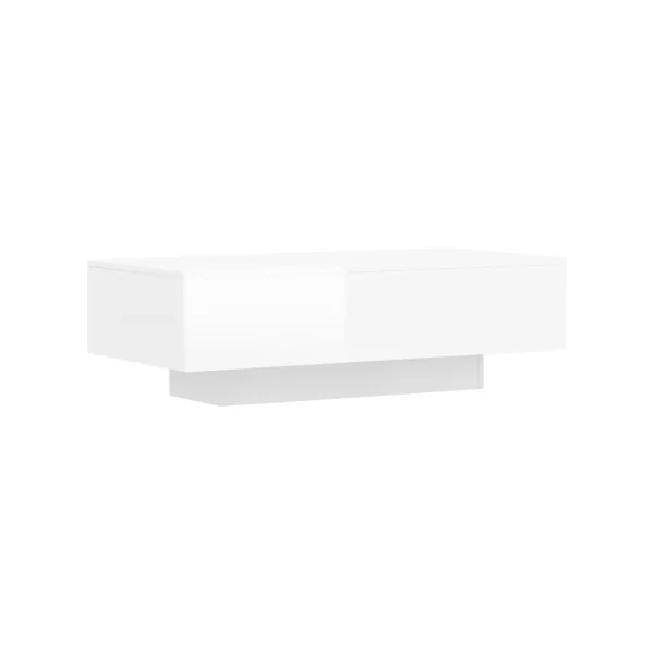 Table Basse Rectangulaire Blanc Brillant 100x49 cm