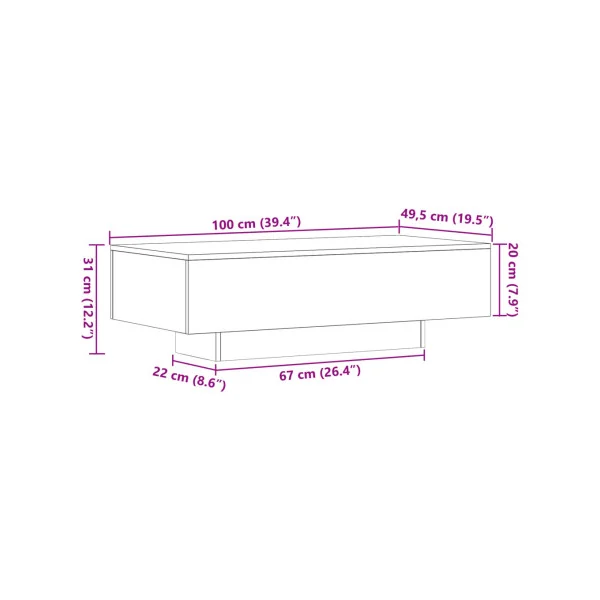 Table Basse Rectangulaire Chêne Marron100x49 cm