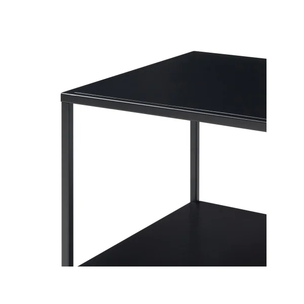 Table Basse Rectangulaire Industrielle Table Salon Noir Acier 2 Plateaux