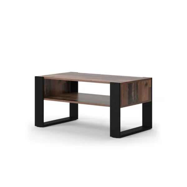 Table Basse Rectangulaire Pieds Métal Table de Salon Table Basse Bois Antique Moderne