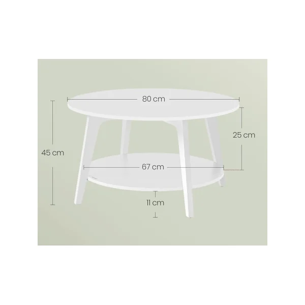 Table Basse Ronde Blanc Nuage Diamètre 80 cm Table de Salon Epurée
