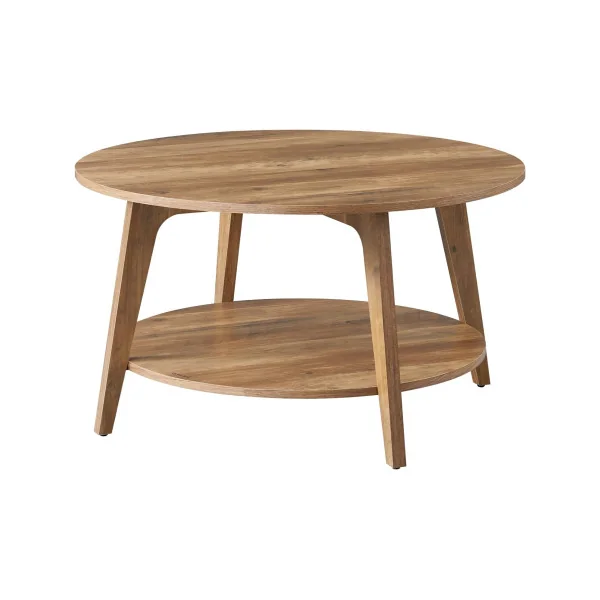 Table Basse Ronde Marron Miel Diamètre 80 cm Table de Salon Epurée