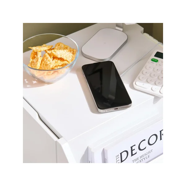 Table Chevet Blanche Spacieuse Table de Nuit Moderne avec Rangement Table D'Appoint