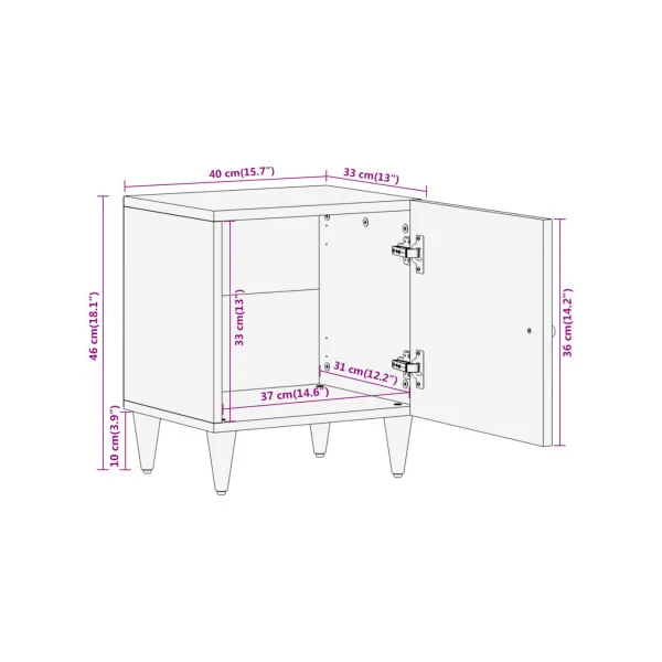 Table Chevet Bois de Manguier Table de Nuit 1 Placard Chevet de chambre