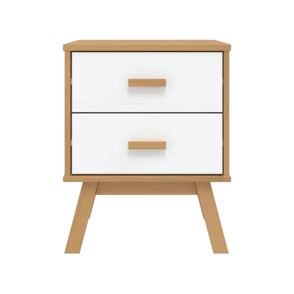 Table Chevet Marron et Banc Pin Robuste 2 Tiroirs Table de Nuit chambre