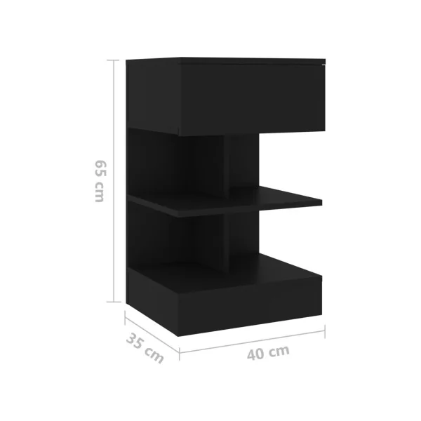 Table Chevet Moderne Noir (x2) Table de Nuit Noir Moderne