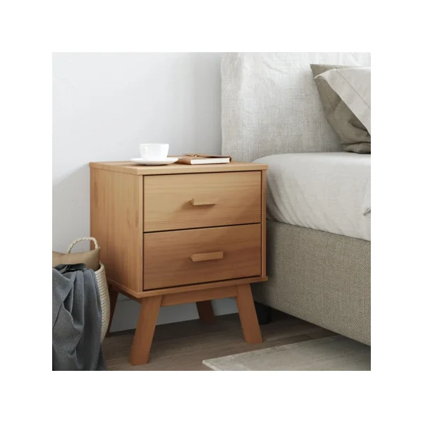 Table Chevet Pin Robuste 2 Tiroirs Table de Nuit chambre