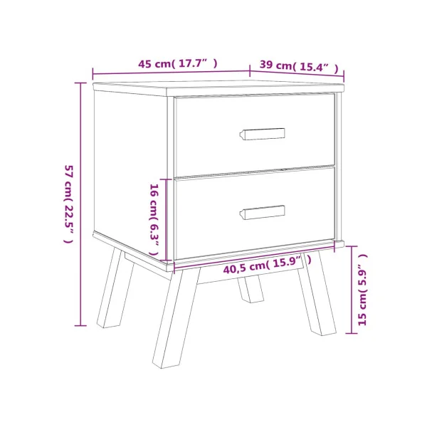 Table Chevet Pin Robuste 2 Tiroirs Table de Nuit chambre