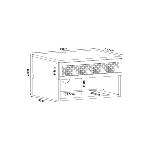 Table Chevet Suspendu avec Tiroir Blanc Rotin Table de Nuit Moderne