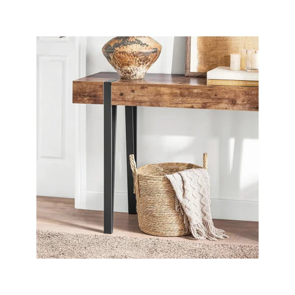Table Console Métal et Brun Rustique Meuble d'Entrée Table d'Entrée Industriel