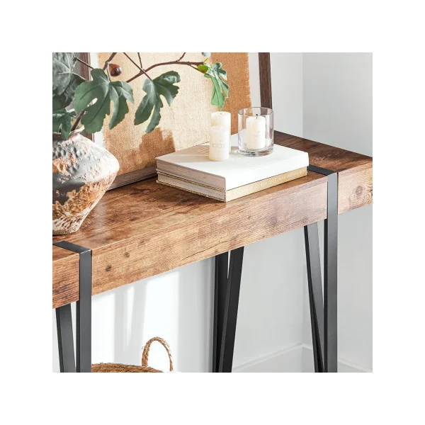 Table Console Métal et Brun Rustique Meuble d'Entrée Table d'Entrée Industriel