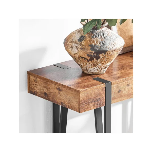 Table Console Métal et Brun Rustique Meuble d'Entrée Table d'Entrée Industriel