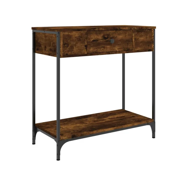 Table Console Métal et Chêne fumé Table d'Entrée Industriel 1 Tiroir