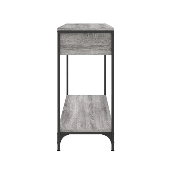 Table Console Métal et Chêne Gris Table d'Entrée Industriel 2 Tiroirs