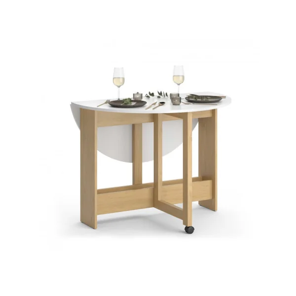 Table Cuisine Pliante Table à Manger Blanc et Chêne Gain de Place