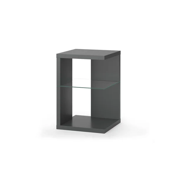 Table de Chevet Anthracite Tendance Plateau Verre Table de Nuit Moderne Chevet de Lit