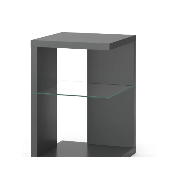 Table de Chevet Anthracite Tendance Plateau Verre Table de Nuit Moderne Chevet de Lit