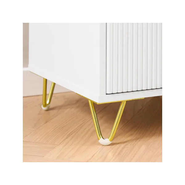 Table de Chevet Blanc Graphique Verre Table de Nuit 2 Tiroirs Tendance