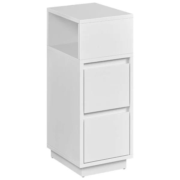Table de chevet Blanche 2 Tiroirs 1 Compartiment Ouvert Table de Nuit Haute