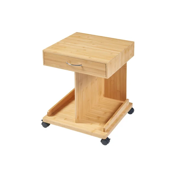 Table de Chevet en Bambou Naturel 1 Tiroir Table Nuit Bambou Mobile