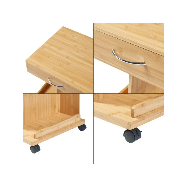 Table de Chevet en Bambou Naturel 1 Tiroir Table Nuit Bambou Mobile