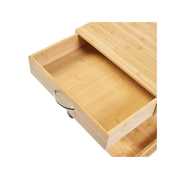 Table de Chevet en Bambou Naturel 1 Tiroir Table Nuit Bambou Mobile