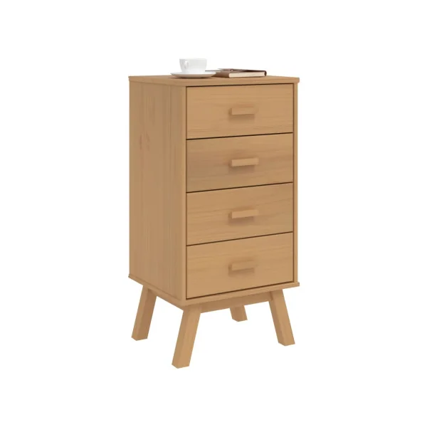 Table de Chevet Marron Pin Robuste 4 Tiroirs Table de Nuit chambre