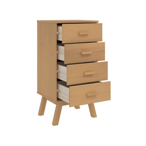 Table de Chevet Marron Pin Robuste 4 Tiroirs Table de Nuit chambre