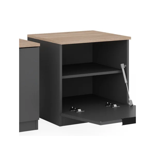 Table de Nuit Anthracite et Chêne Table Chevet Chambre Table de Nuit Moderne