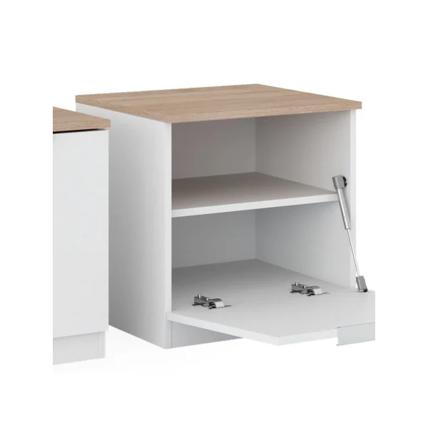 Table de Nuit Blanc et Chêne Table Chevet Chambre Table de Nuit Moderne