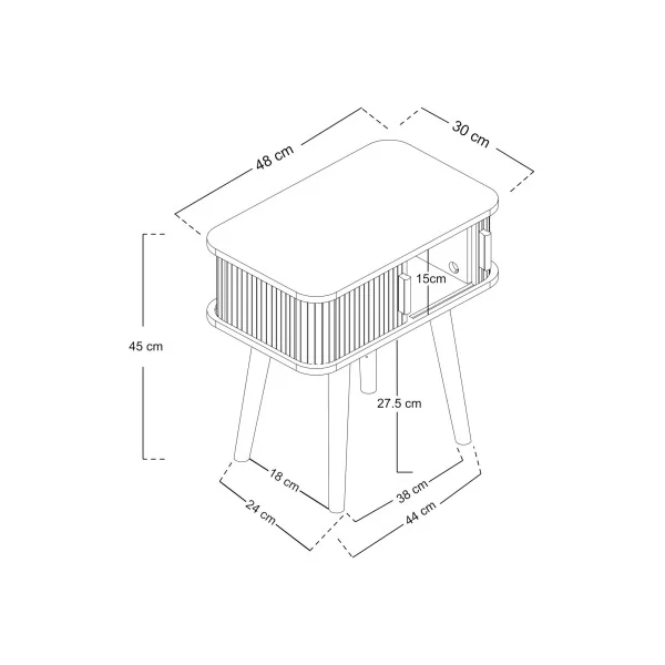 Table de Nuit en Bambou avec Porte Coulissante Table Chevet Bambou Naturel