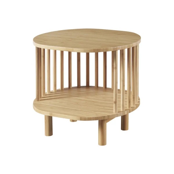 Table de Nuit en Bambou Ronde Table Chevet Bambou Ouverte