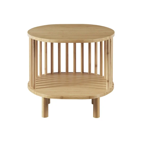 Table de Nuit en Bambou Ronde Table Chevet Bambou Ouverte