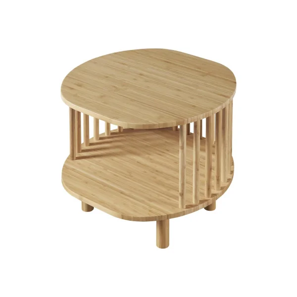 Table de Nuit en Bambou Ronde Table Chevet Bambou Ouverte