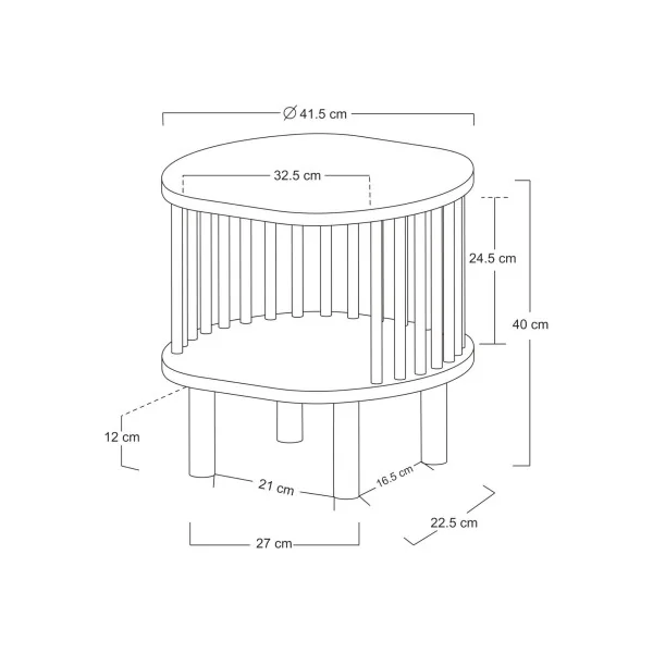 Table de Nuit en Bambou Ronde Table Chevet Bambou Ouverte