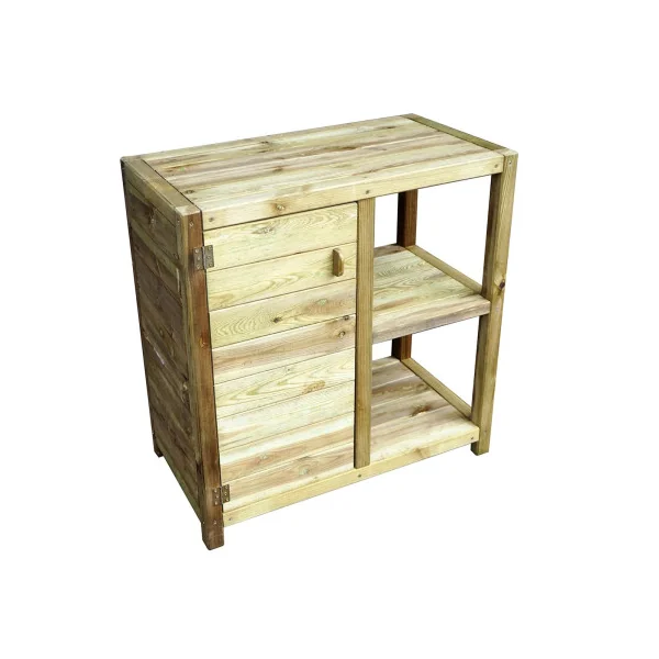 Table de Préparation en Pin Massif FSC Table Rempotage avec Etagère et Porte