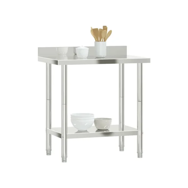 Table de Travail avec Dosseret Plan de travail INOX 82,5 cm Professionnel Restauration Hôtellerie Cuisine