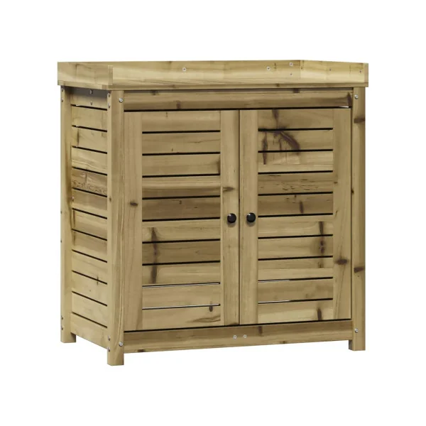 Table Rempotage Pin Massif Table de Préparation avec Armoire et Etagère
