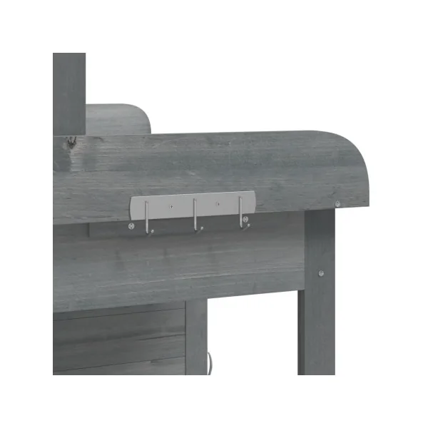 Table Rempotage Sapin Massif Gris Table de Préparation avec Armoire et Tiroir