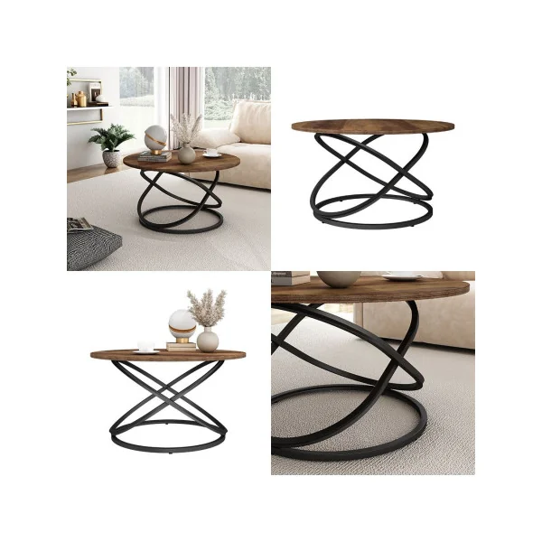 Tables Basse Noir Bois Antique Table Basse Industriel Table de Salon Design