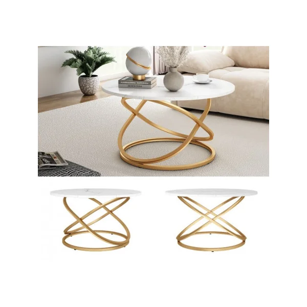 Tables Basse Or et Blanc Marbré Table Basse Industriel Table de Salon Design
