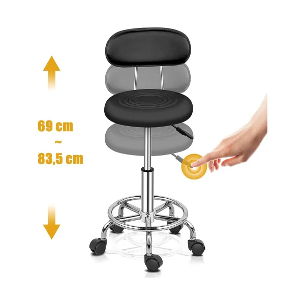 Tabouret de Massage Noir Confort Tabouret Roulette Tabouret Roulant Tabouret Médical