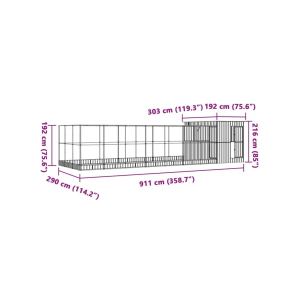 (Taille 3) Volière de Jardin en Acier Galvanisé avec Abri Volière Métal