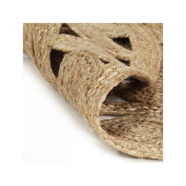 Tapis Jute Graphique Rond 150 cm 100% jute Naturel Tapis Salon Tapis Chambre Tendance