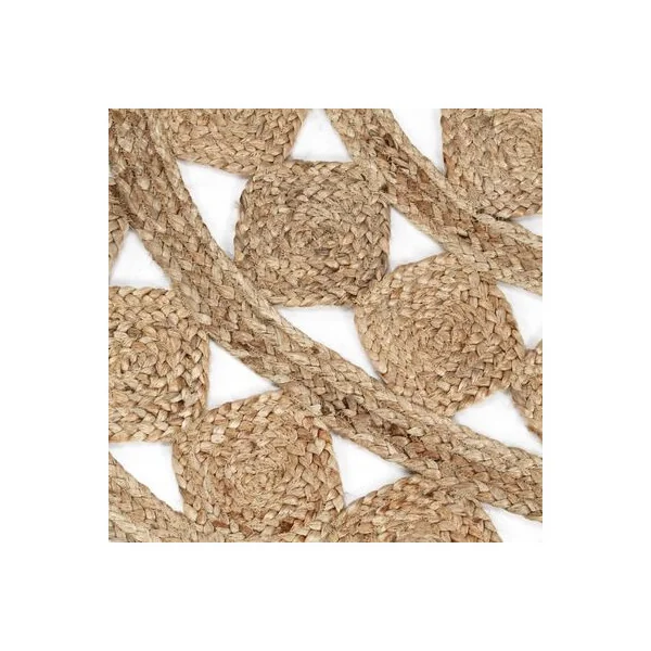 Tapis Jute Graphique Rond 210 cm 100% jute Naturel Tapis Salon Tapis Chambre Tendance