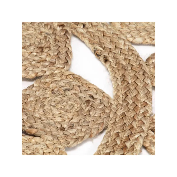 Tapis Jute Graphique Rond 90 cm 100% jute Naturel Tapis Salon Tapis Chambre Tendance