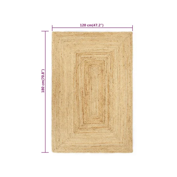 Tapis jute Natural Fait Main 120x180 cm Jute Tressé à la Main Tapis Salon Tapis Chambre